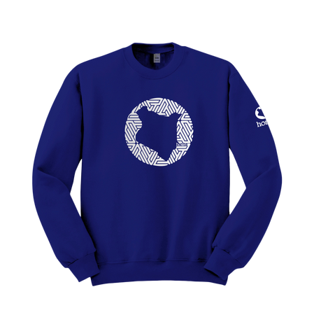 home_254 ROYAL BLUE SWEATSHIRT (HEAVY FABRIC) WITH A SILVER MAP PRINT