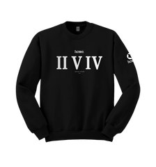 home_254 BLACK SWEATSHIRT (HEAVY FABRIC) WITH A SILVER ROMAN NUMERALS PRINT