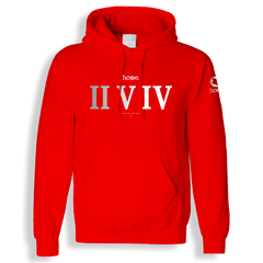 home_254 BLOOD ORANGE HOODIE WITH A SILVER ROMAN NUMERALS PRINT 