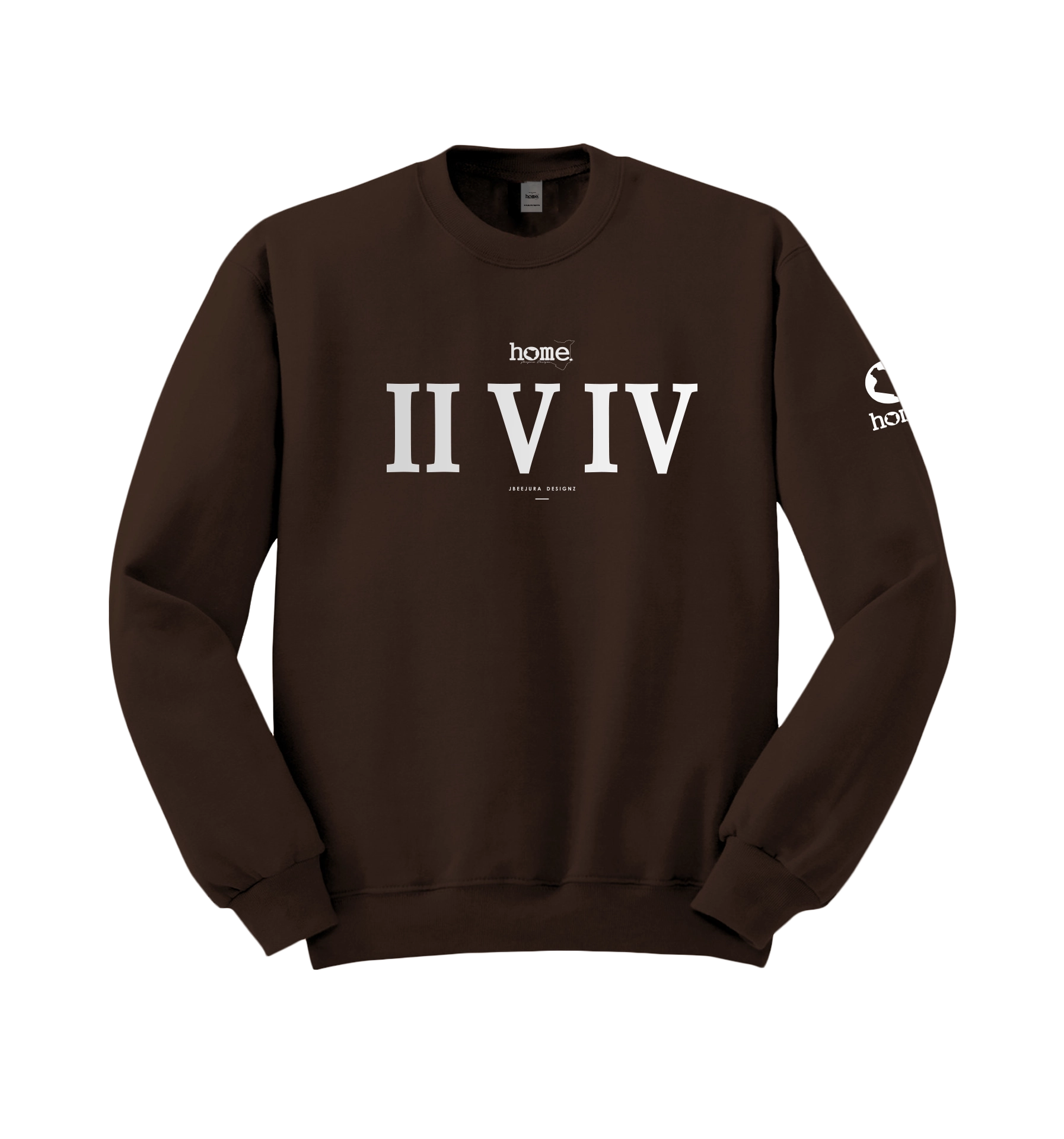 home_254 DARK BROWN SWEATSHIRT (HEAVY FABRIC) WITH A SILVER ROMAN NUMERALS PRINT