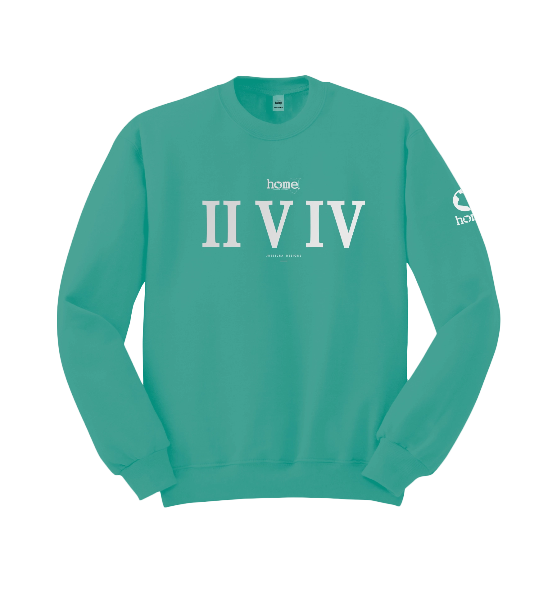 home_254 DEEP TURQUOISE SWEATSHIRT WITH A SILVER ROMAN PRINT