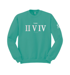 home_254 DEEP TURQUOISE SWEATSHIRT WITH A SILVER ROMAN PRINT