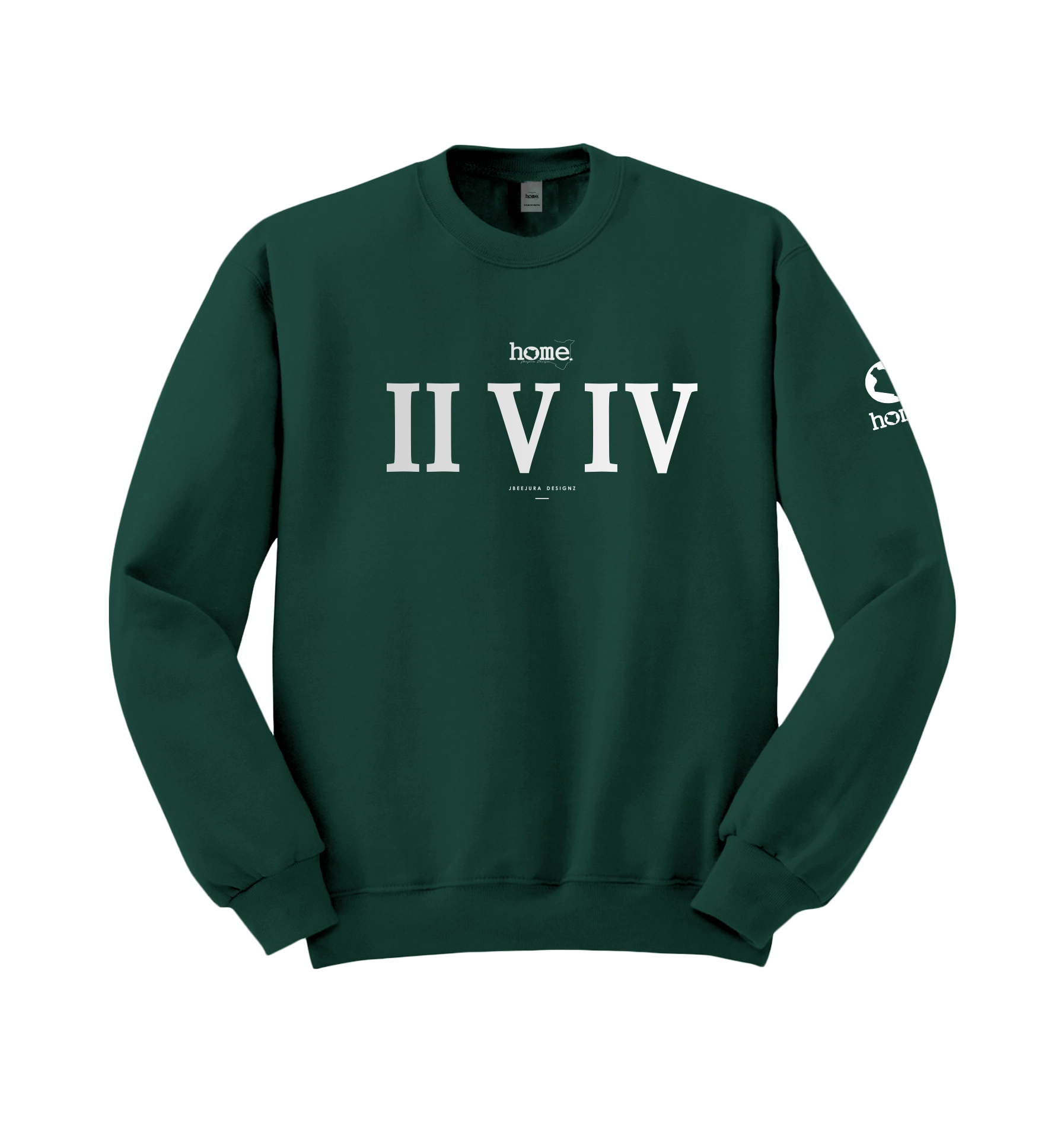 home_254 HUNTER GREEN SWEATSHIRT (NUVETRA™ HEAVY) WITH A SILVER ROMAN NUMERALS PRINT