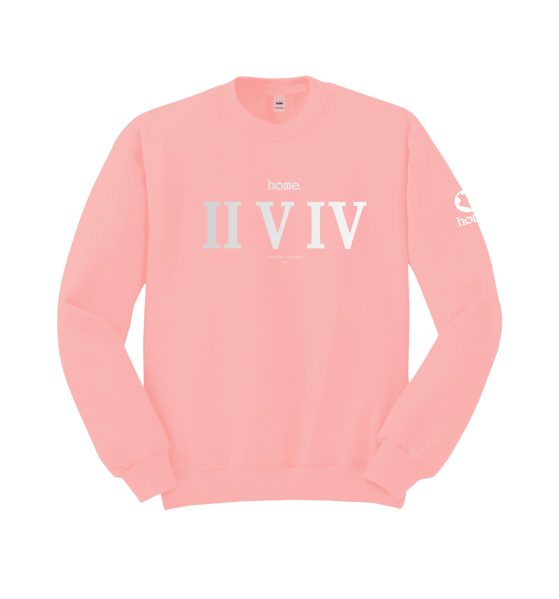 home_254 PEACH SWEATSHIRT (HEAVY FABRIC) WITH A SILVER ROMAN NUMERALS PRINT