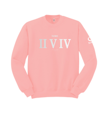 home_254 PEACH SWEATSHIRT (HEAVY FABRIC) WITH A SILVER ROMAN NUMERALS PRINT