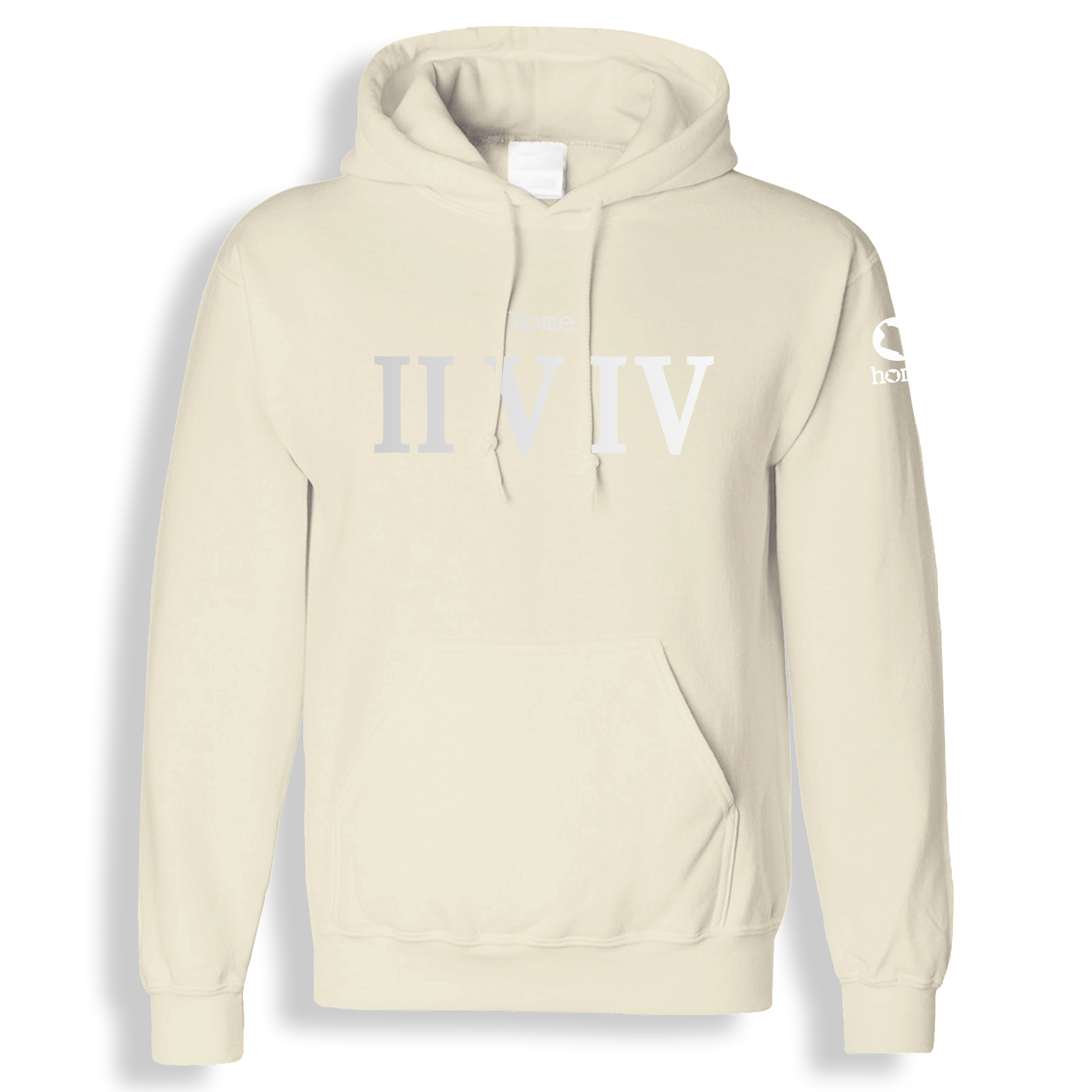 home_254 SOFT BEIGE HOODIE (HEAVY FABRIC) WITH A SILVER ROMAN PRINT