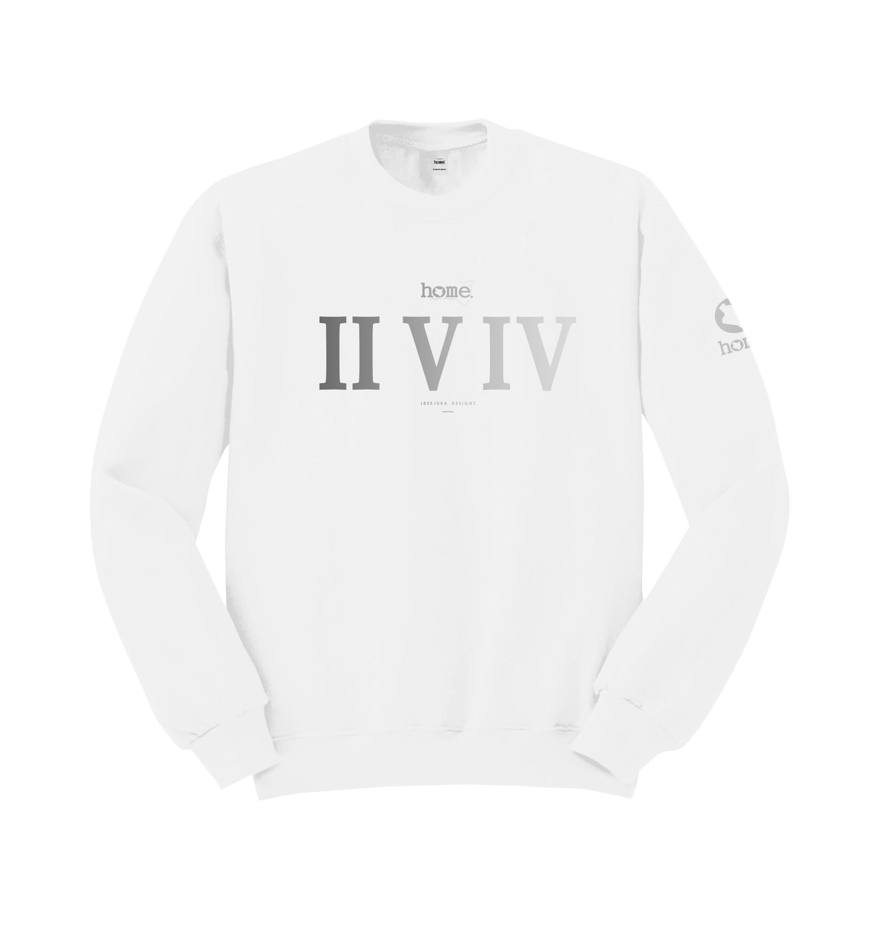 home_254 WHITE SWEATSHIRT (NUVETRA™ HEAVY) WITH A SILVER ROMAN NUMERALS PRINT