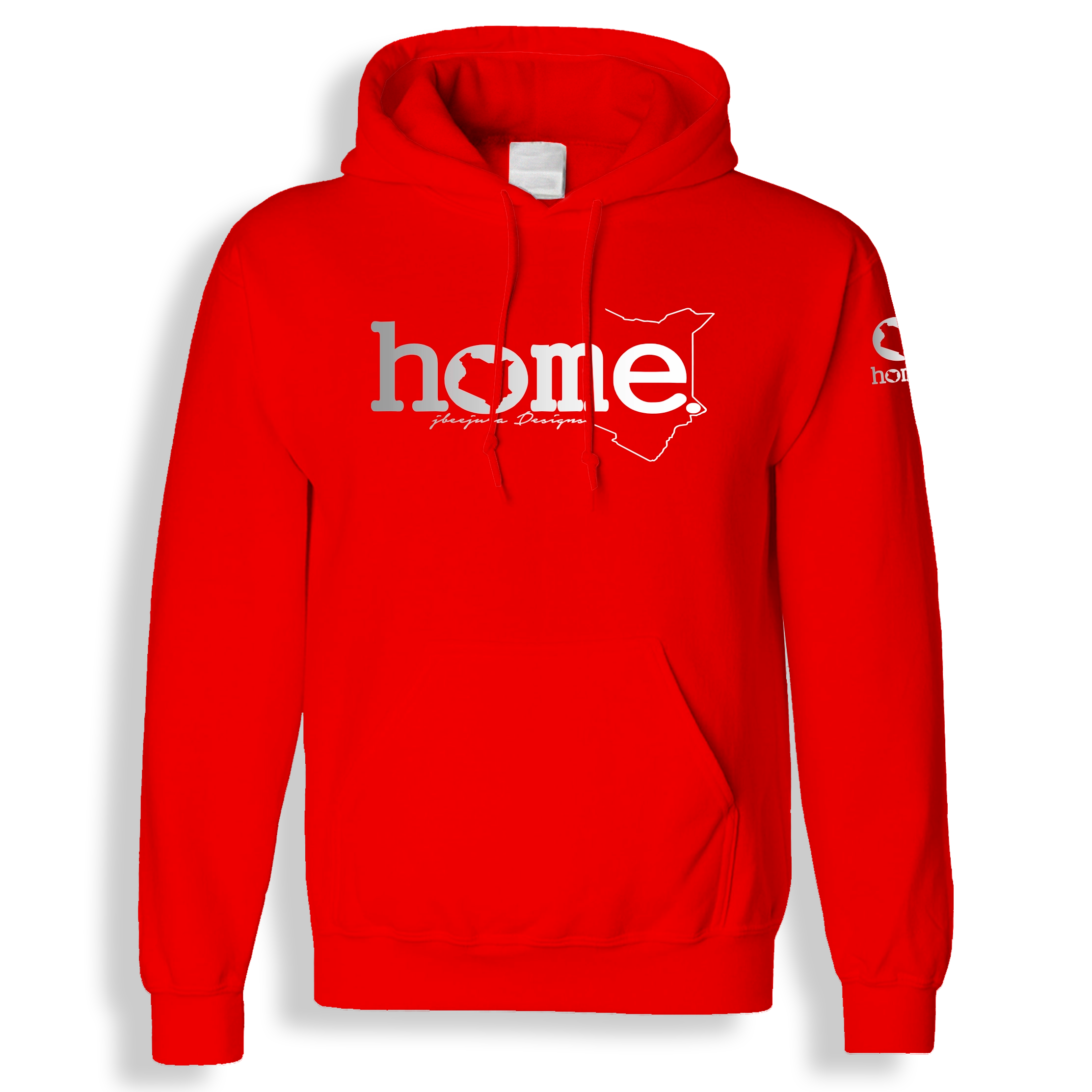 home_254 BLOOD ORANGE HOODIE WITH A SILVER CLASSIC WORDS PRINT 