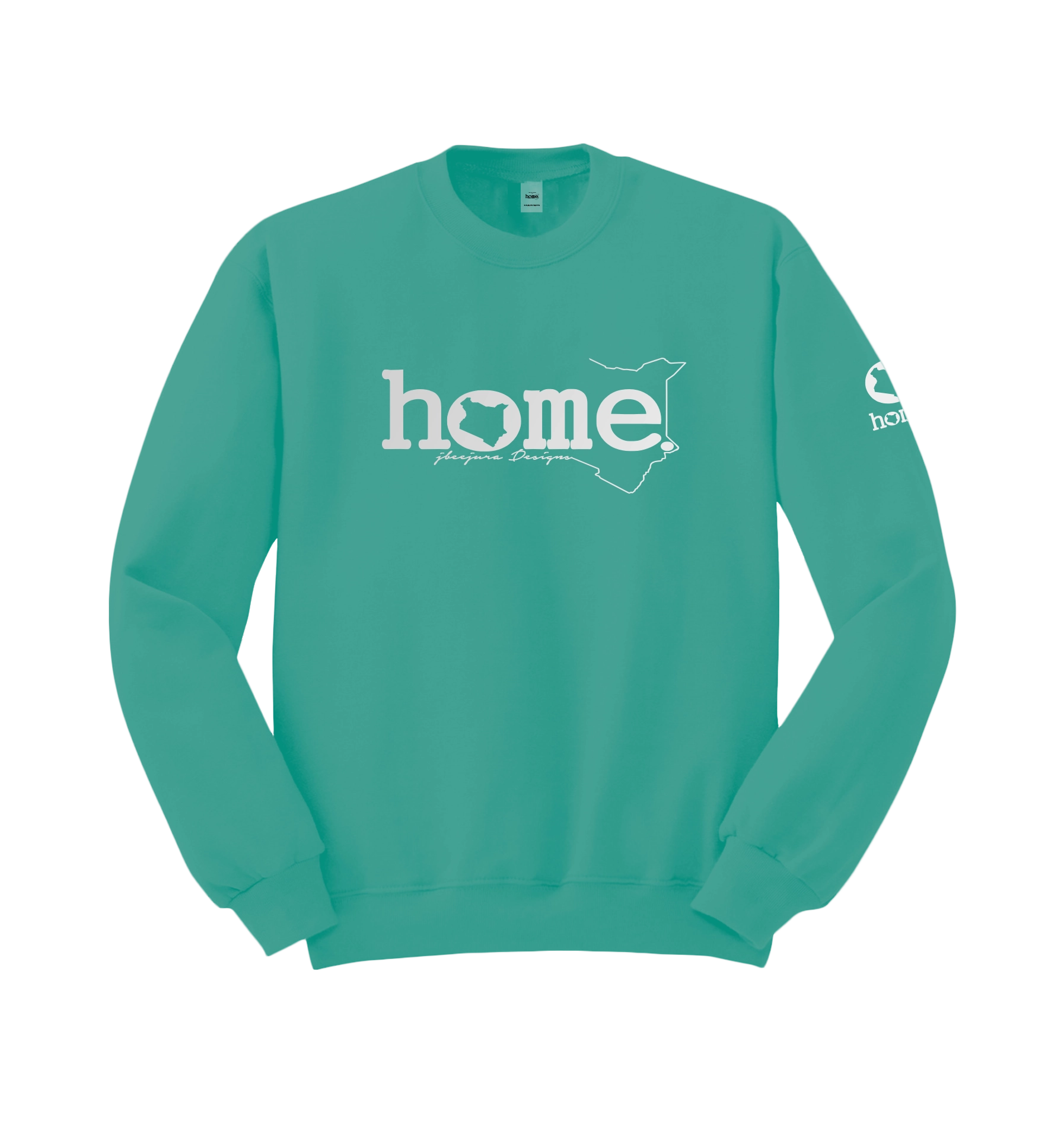 home_254 DEEP TURQUOISE SWEATSHIRT WITH A SILVER WORDS PRINT