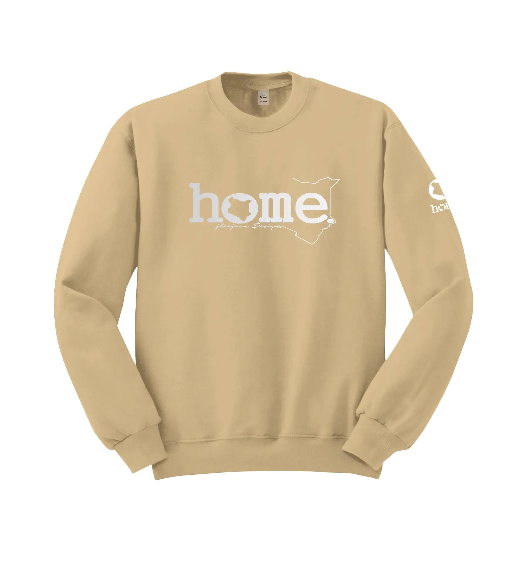 home_254 LIGHT BROWN SWEATSHIRT (MID-HEAVY FABRIC) WITH A SILVER WORDS PRINT