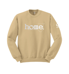 home_254 LIGHT BROWN SWEATSHIRT WITH A SILVER WORDS PRINT