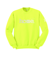 home_254 LIME GREEN SWEATSHIRT (HEAVY FABRIC) WITH A SILVER WORDS PRINT