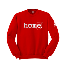 home_254 RED SWEATSHIRT WITH A SILVER WORDS PRINT