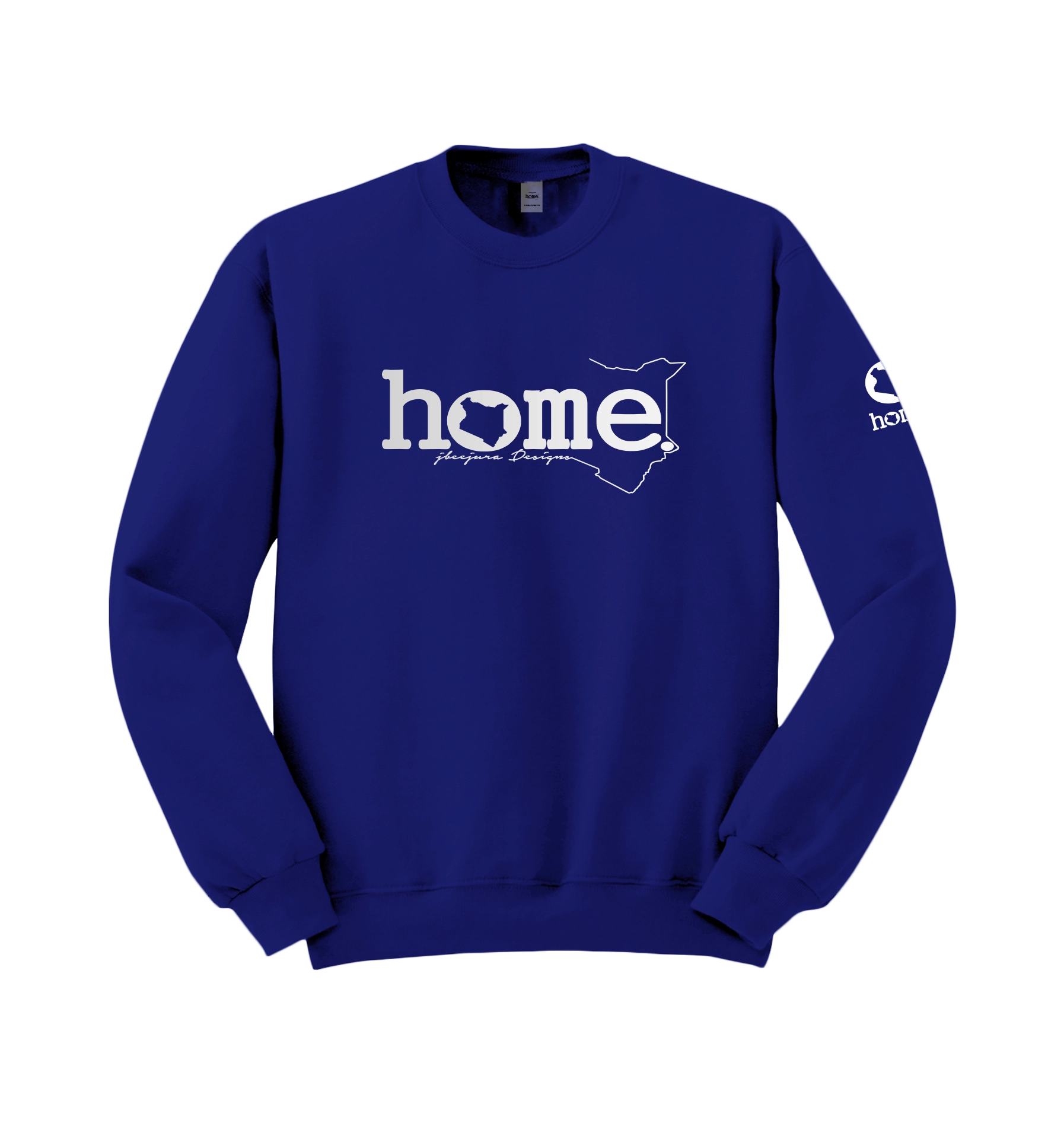 home_254 ROYAL BLUE SWEATSHIRT (HEAVY FABRIC) WITH A SILVER WORDS PRINT