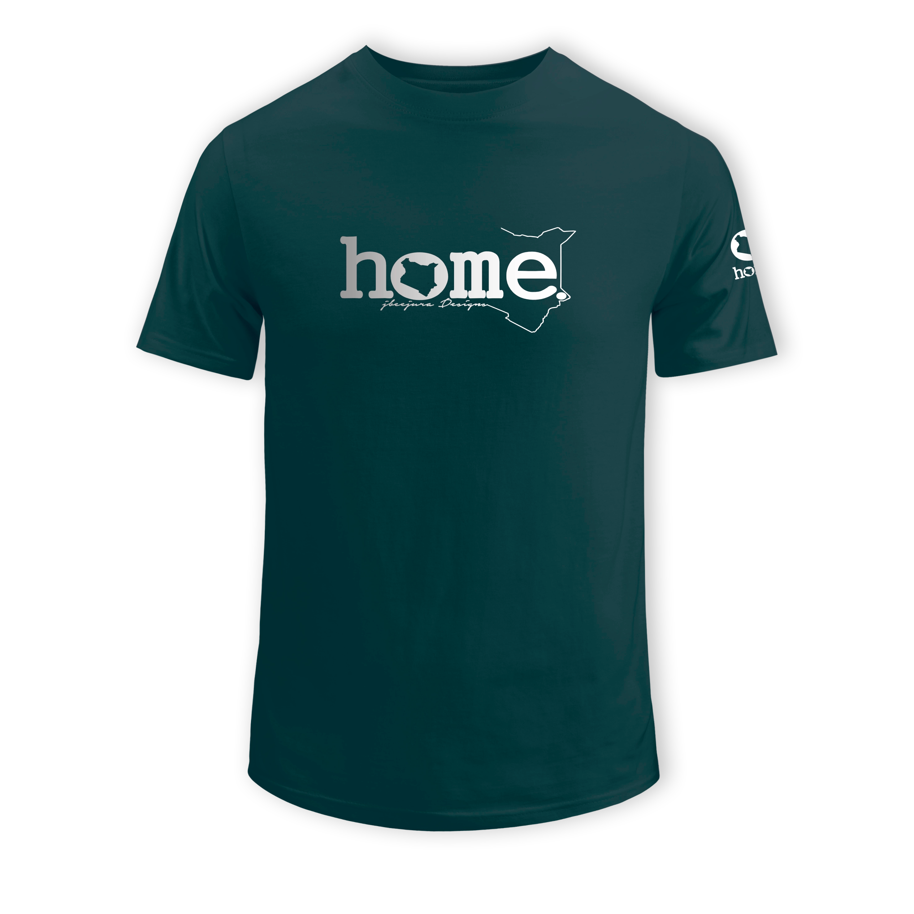 home_254 SHORT-SLEEVED DEEP AQUA T-SHIRT WITH A SILVER WORDS PRINT 