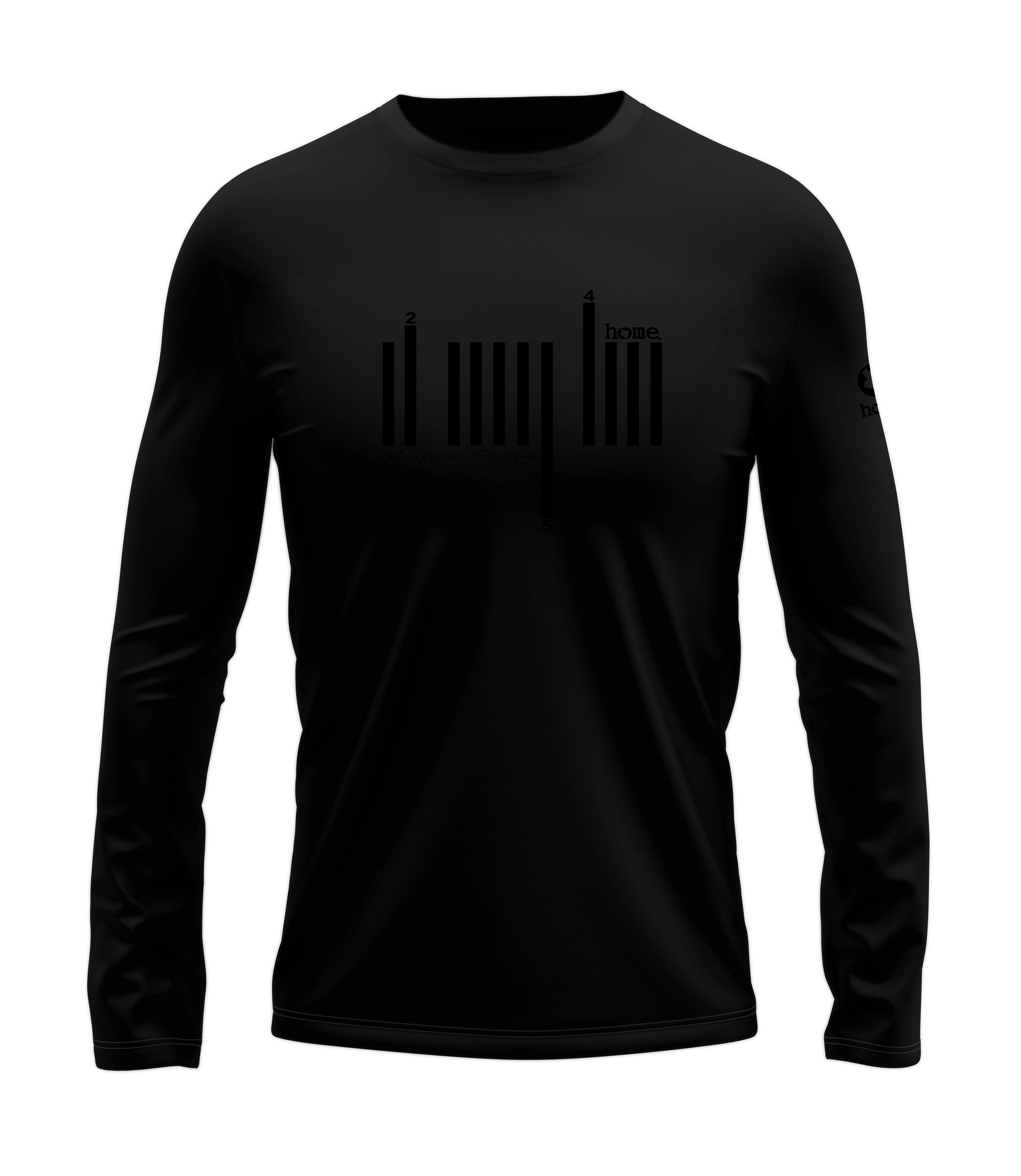 home_254 LONG-SLEEVED BLACK T-SHIRT W4ITH A BLACK BARS PRINT – COTTON PLUS FABRIC