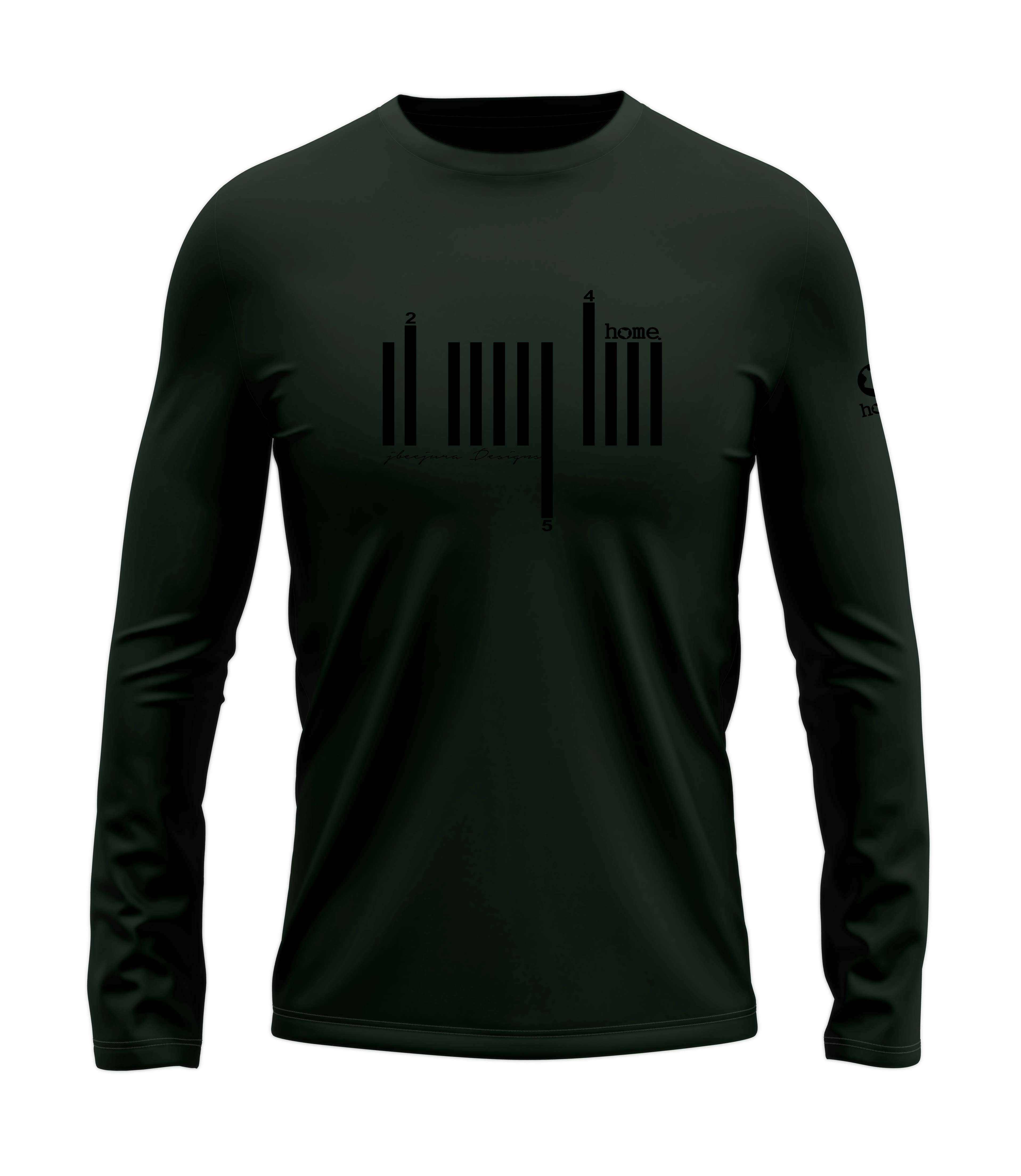 home_254 LONG-SLEEVED FOREST GREEN T-SHIRT WITH A BLACK BARS PRINT – COTTON PLUS FABRIC