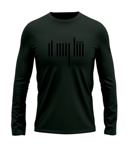 home_254 LONG-SLEEVED FOREST GREEN T-SHIRT WITH A BLACK BARS PRINT – COTTON PLUS FABRIC