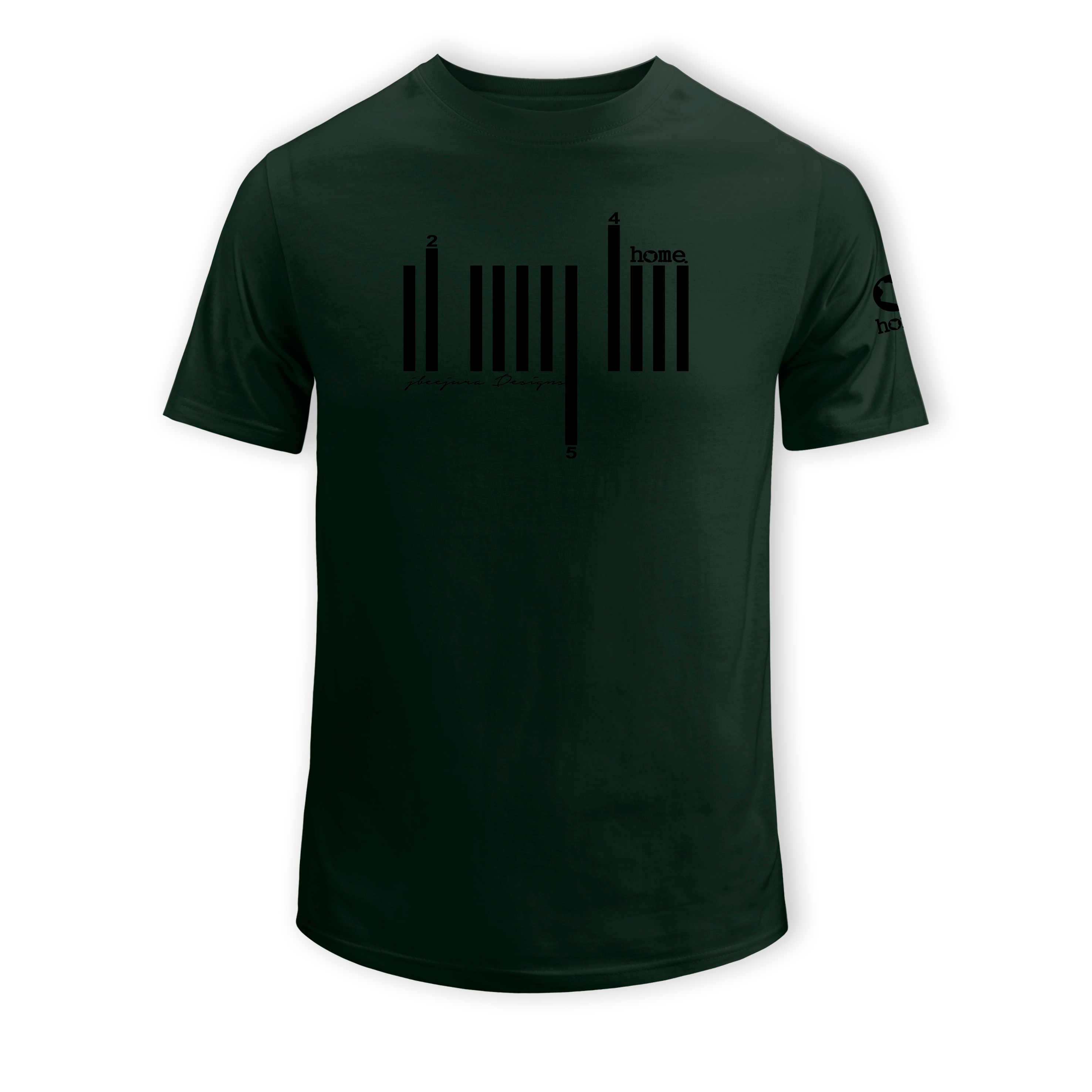 home_254 SHORT-SLEEVED FOREST GREEN T-SHIRT WITH A BLACK BARS PRINT – COTTON PLUS FABRIC