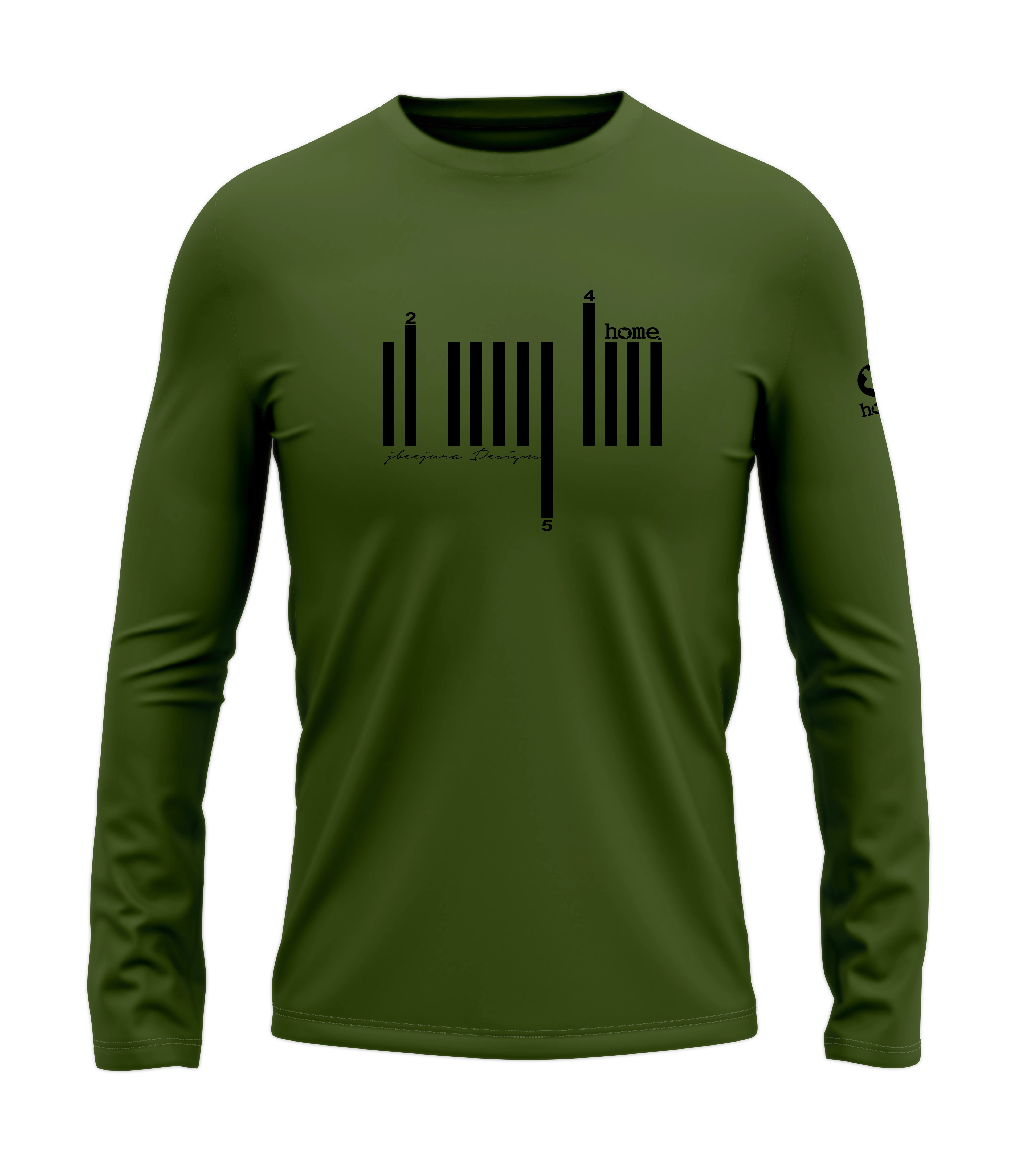 home_254 LONG-SLEEVED JUNGLE GREEN T-SHIRT WITH A BLACK BARS PRINT – COTTON PLUS FABRIC