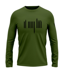 home_254 LONG-SLEEVED JUNGLE GREEN T-SHIRT WITH A BLACK BARS PRINT – COTTON PLUS FABRIC