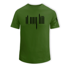 home_254 SHORT-SLEEVED JUNGLE GREEN T-SHIRT WITH A BLACK BARS PRINT – COTTON PLUS FABRIC