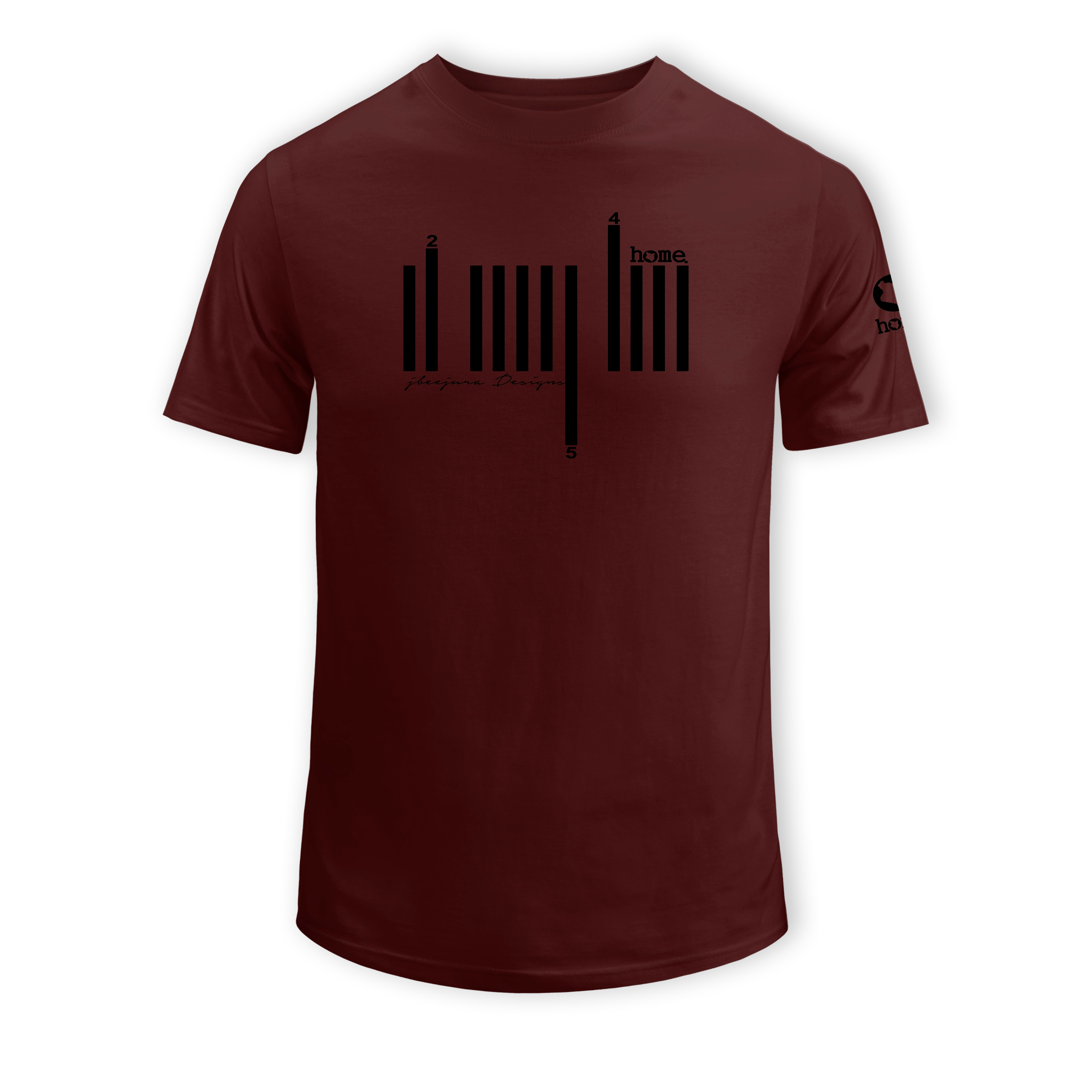 home_254 SHORT-SLEEVED MAROON T-SHIRT WITH A BLACK BARS PRINT – COTTON PLUS FABRIC