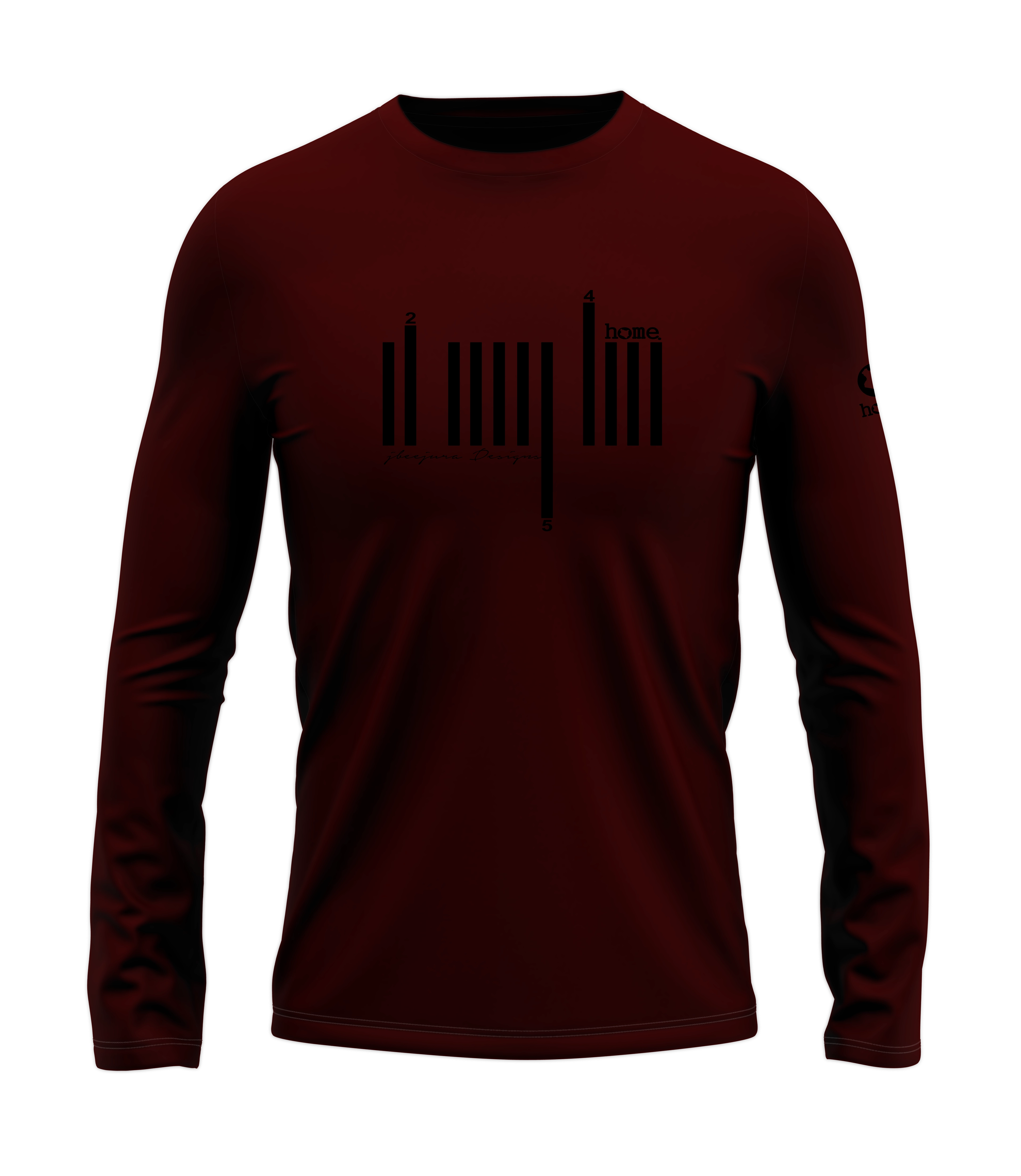 home_254 LONG-SLEEVED MAROON T-SHIRT WITH A BLACK BARS PRINT – COTTON PLUS FABRIC