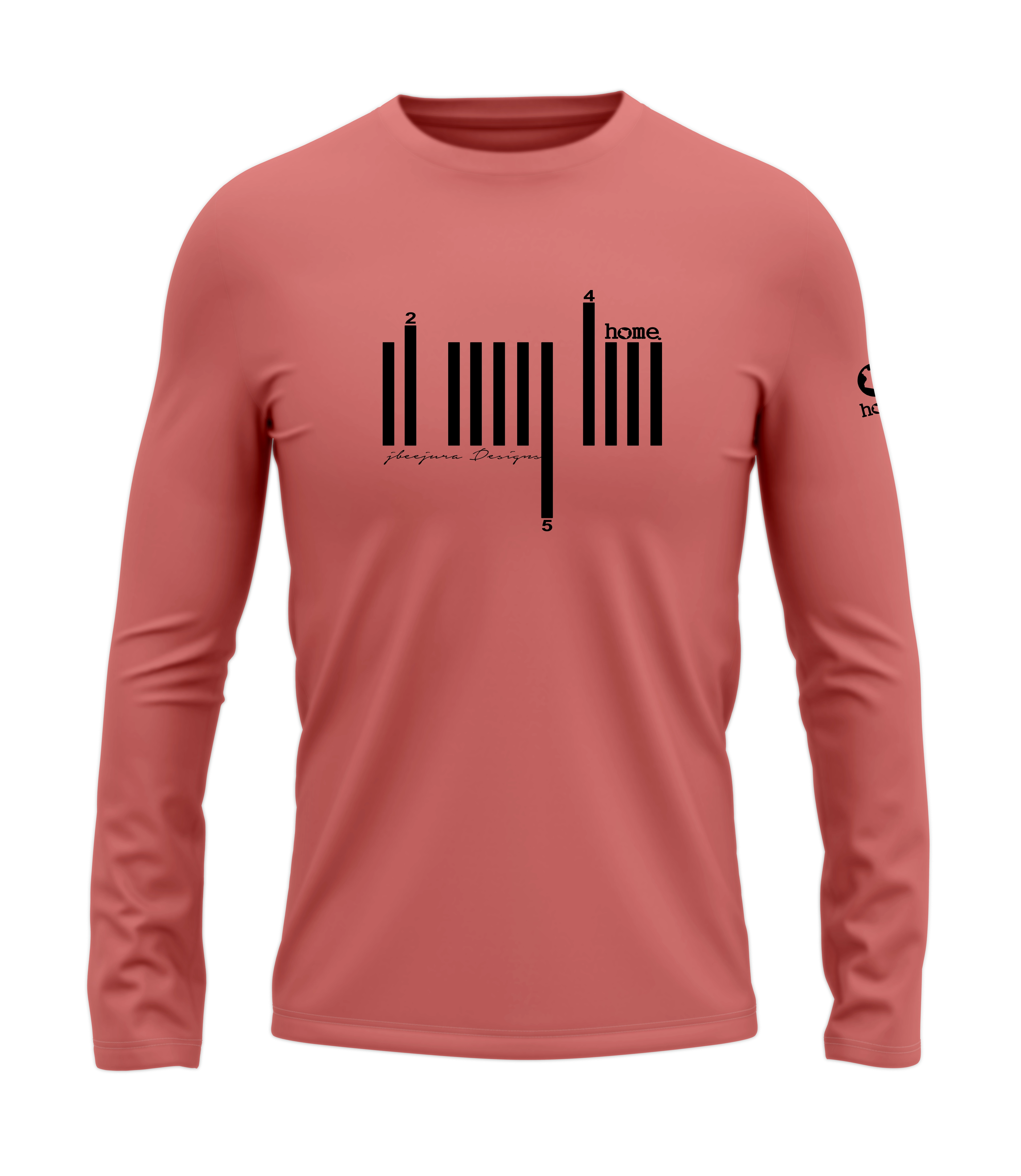 home_254 LONG-SLEEVED MULBERRY T-SHIRT WITH A BLACK BARS PRINT – COTTON PLUS FABRIC