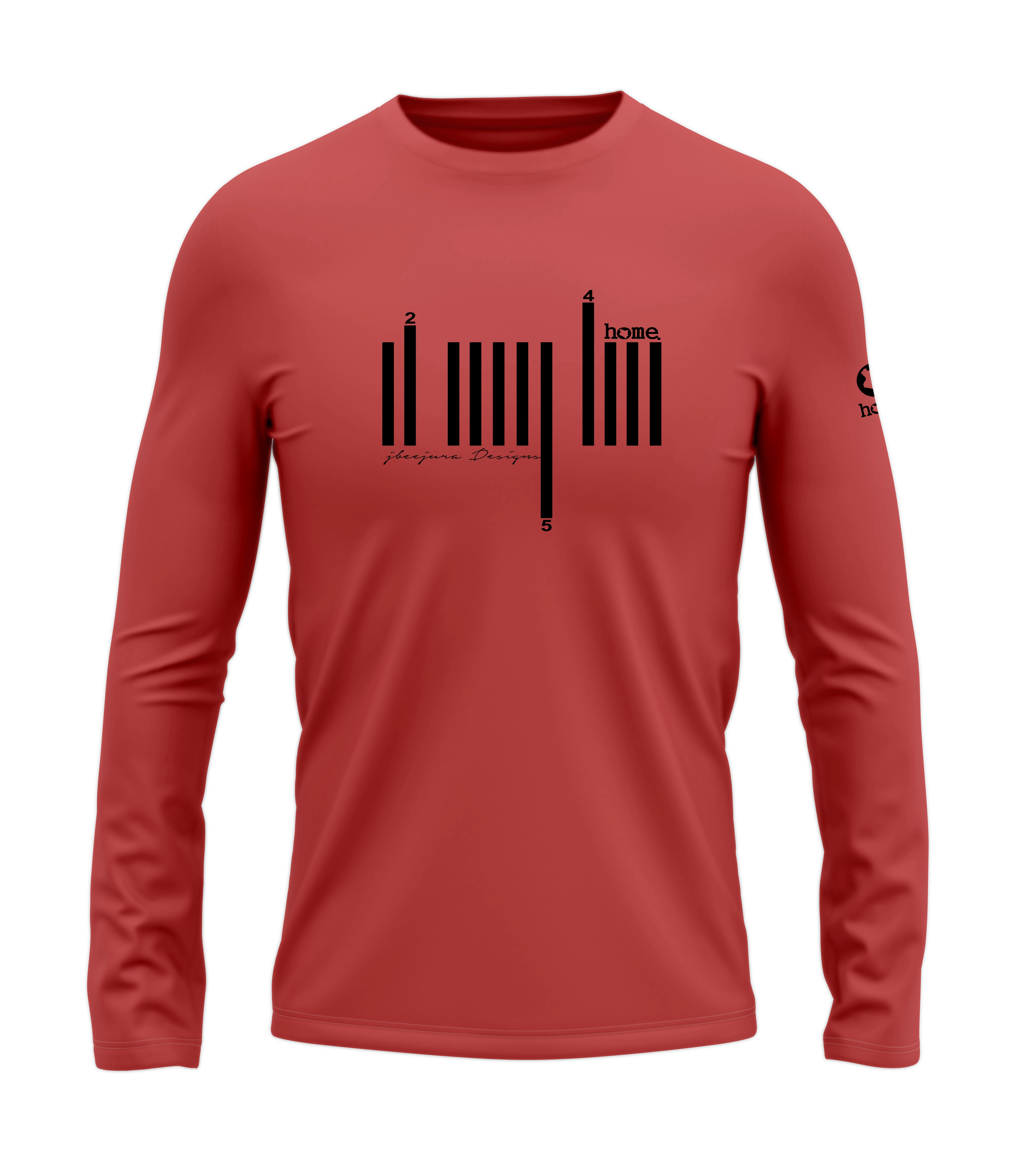 home_254 LONG-SLEEVED MULBERRY T-SHIRT WITH A BLACK BARS PRINT – COTTON PLUS FABRIC