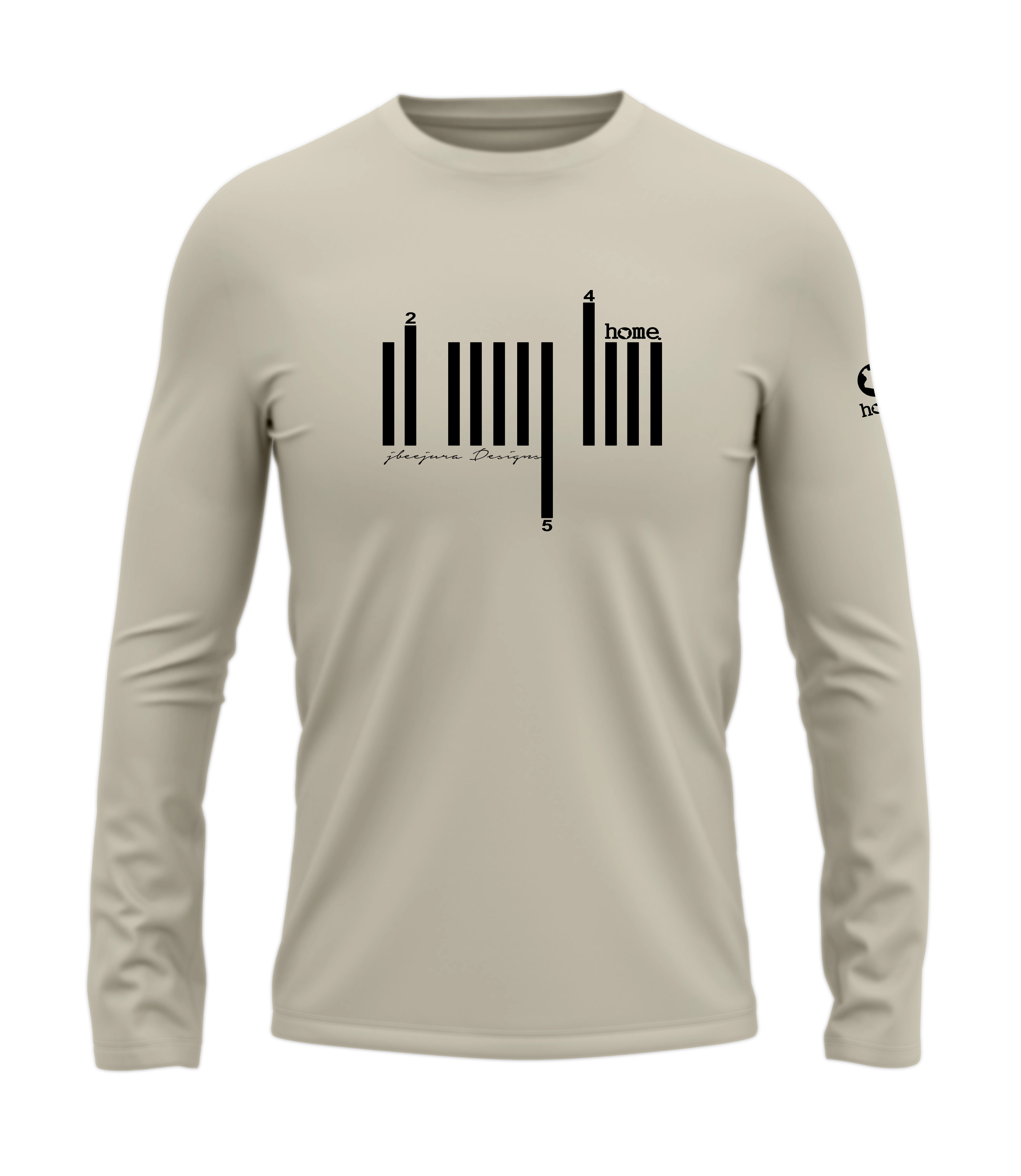 home_254 LONG-SLEEVED NUDE T-SHIRT WITH A BLACK BARS PRINT – COTTON PLUS FABRIC