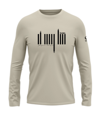 home_254 LONG-SLEEVED NUDE T-SHIRT WITH A BLACK BARS PRINT – COTTON PLUS FABRIC