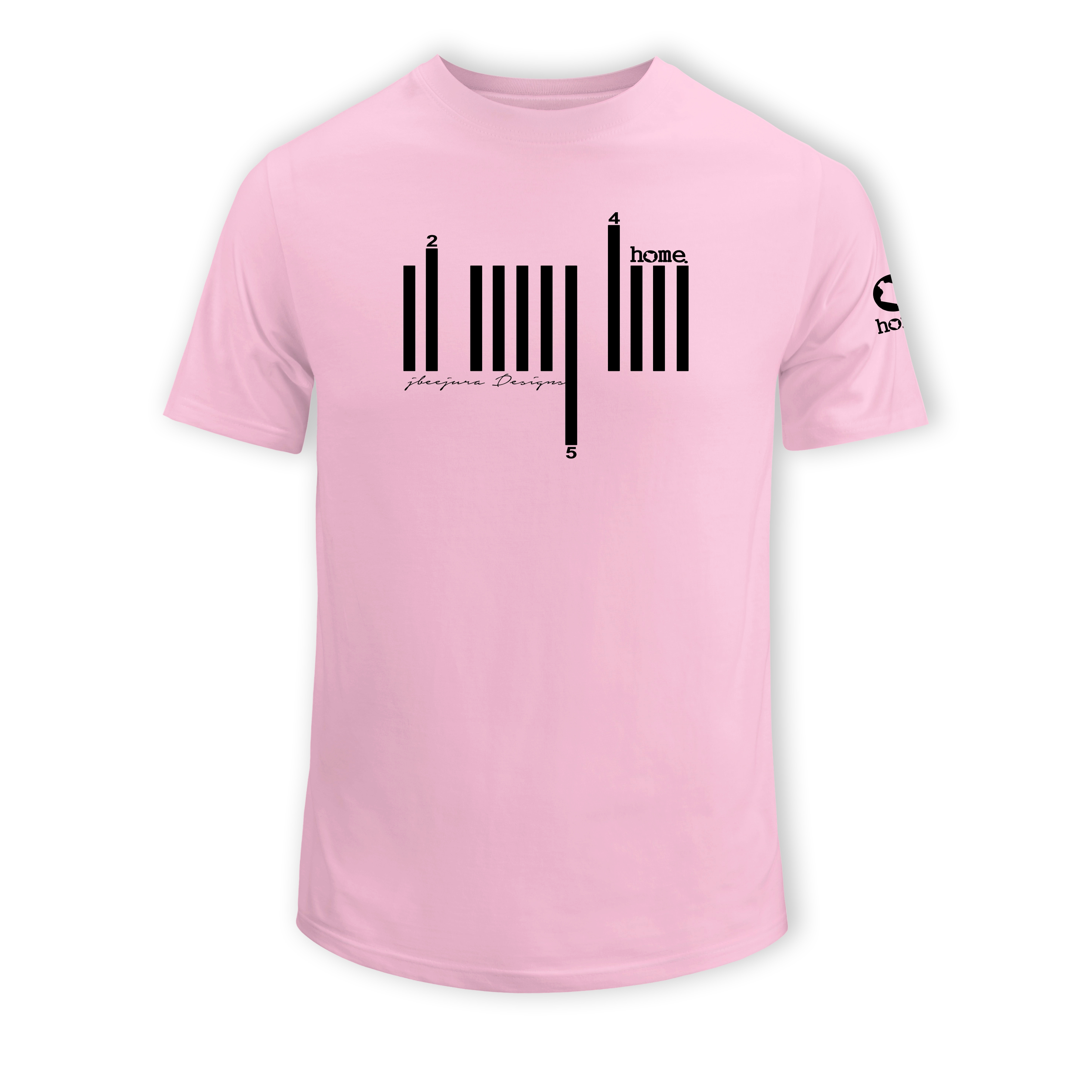 home_254 SHORT-SLEEVED PINK T-SHIRT WITH A BLACK BARS PRINT – COTTON PLUS FABRIC