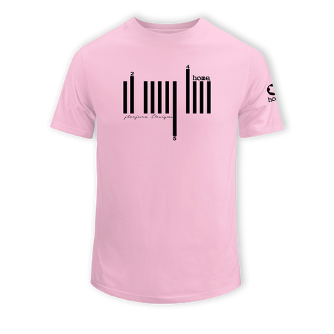 home_254 KIDS SHORT-SLEEVED PINK T-SHIRT WITH A BLACK BARS PRINT – COTTON PLUS FABRIC