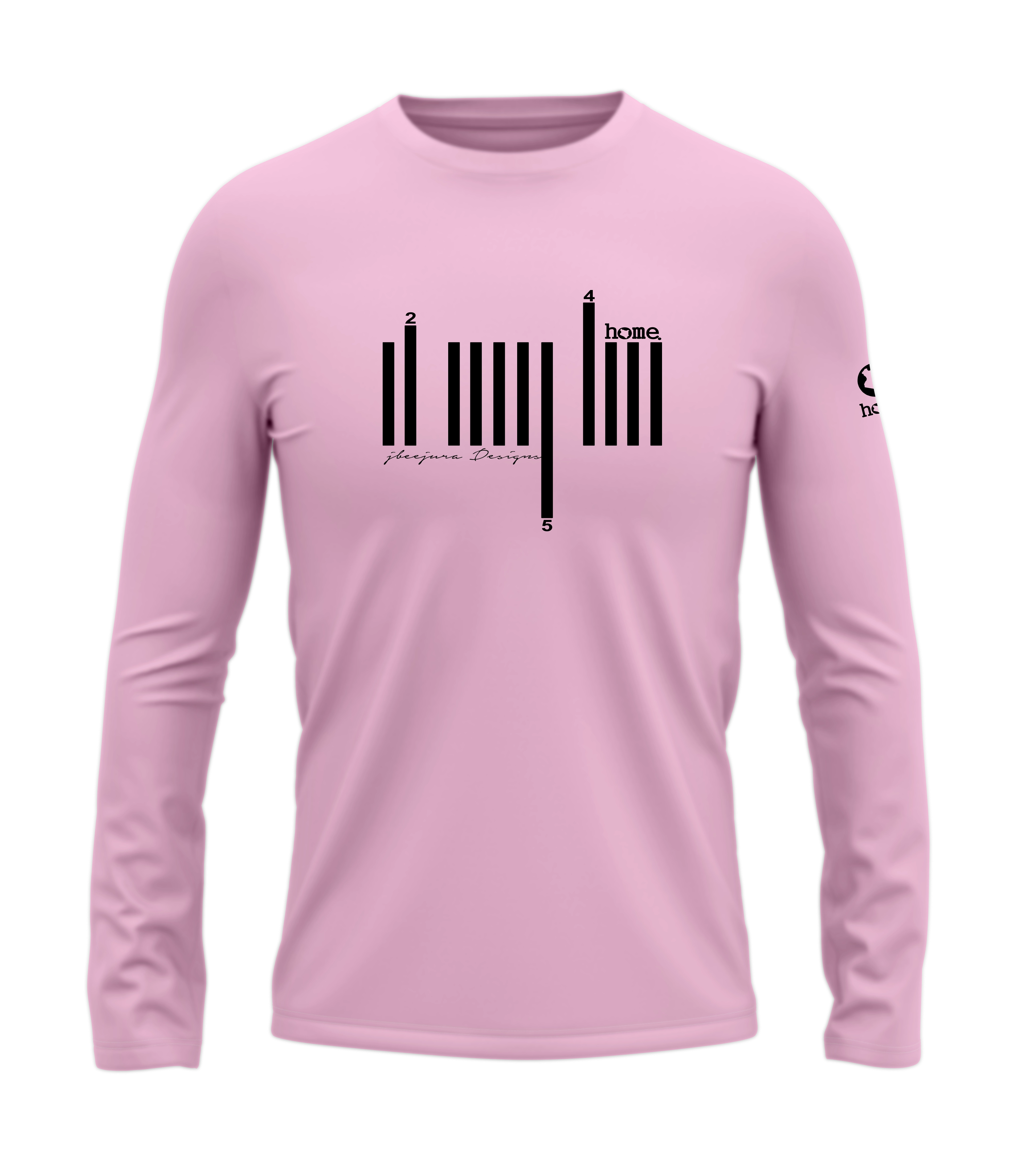 home_254 LONG-SLEEVED PINK T-SHIRT WITH A BLACK BARS PRINT – COTTON PLUS FABRIC
