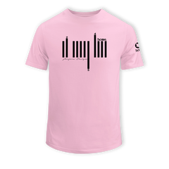 home_254 SHORT-SLEEVED PINK T-SHIRT WITH A BLACK BARS PRINT – COTTON PLUS FABRIC