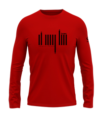 home_254 LONG-SLEEVED RED T-SHIRT WITH A BLACK BARS PRINT – COTTON PLUS FABRIC