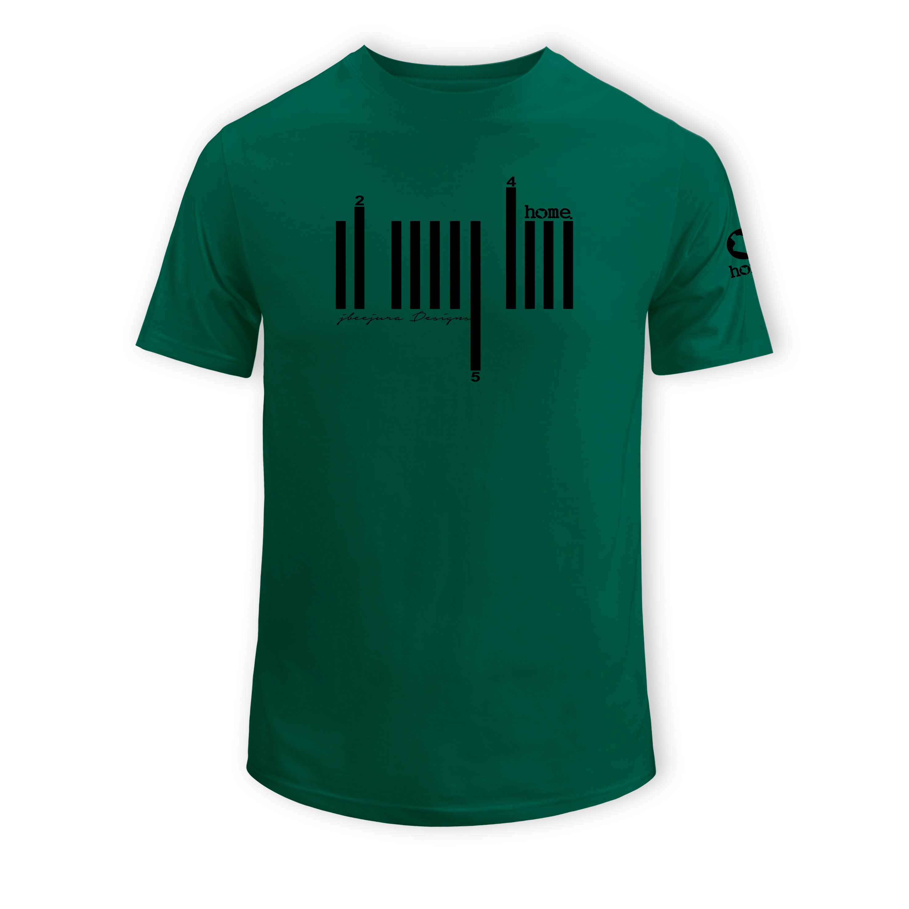 home_254 SHORT-SLEEVED RICH GREEN T-SHIRT WITH A BLACK BARS PRINT – COTTON PLUS FABRIC