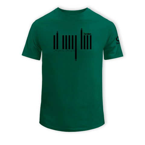home_254 SHORT-SLEEVED RICH GREEN T-SHIRT WITH A BLACK BARS PRINT – COTTON PLUS FABRIC