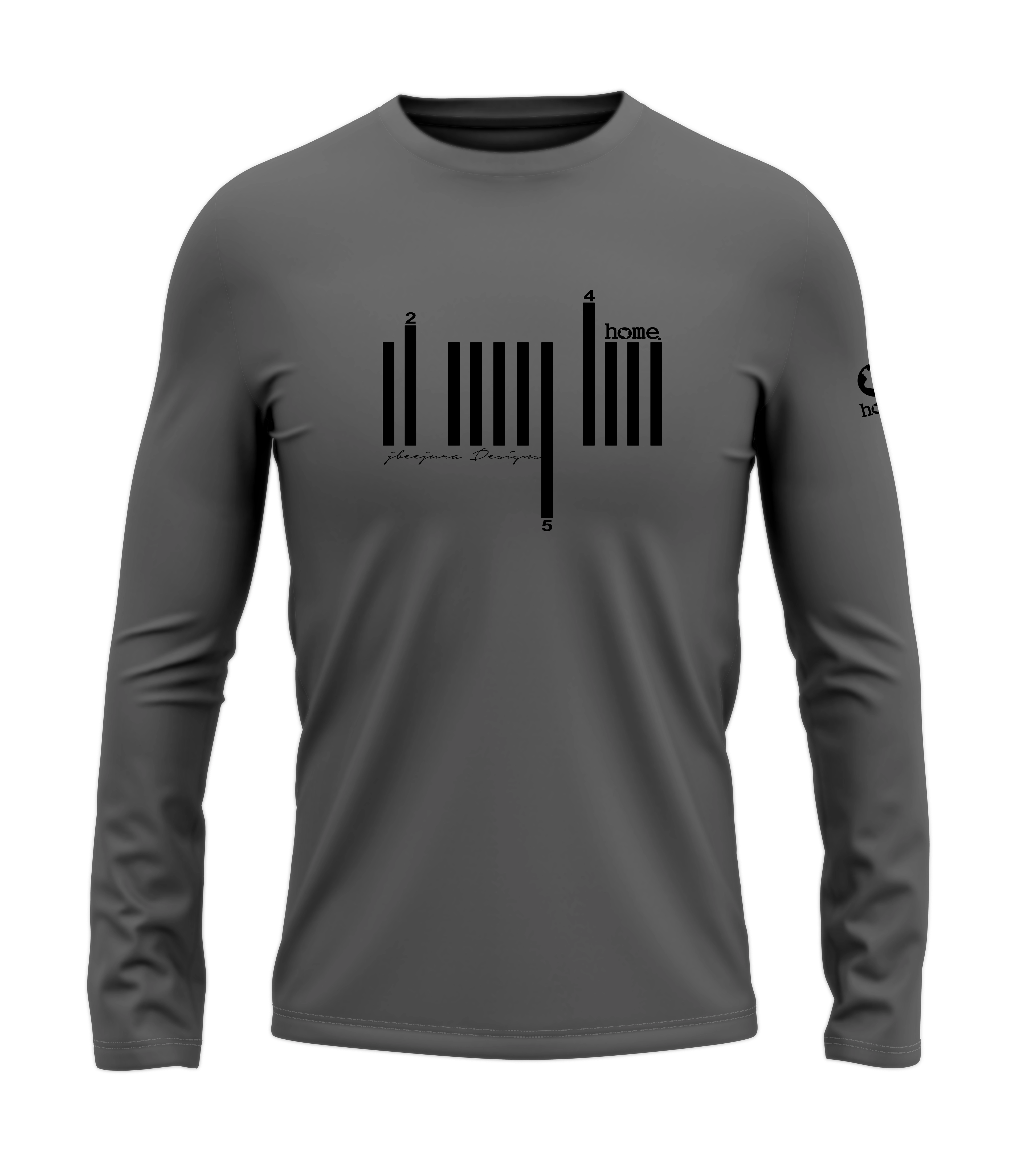 home_254 LONG-SLEEVED SAGE T-SHIRT WITH A BLACK BARS PRINT – COTTON PLUS FABRIC