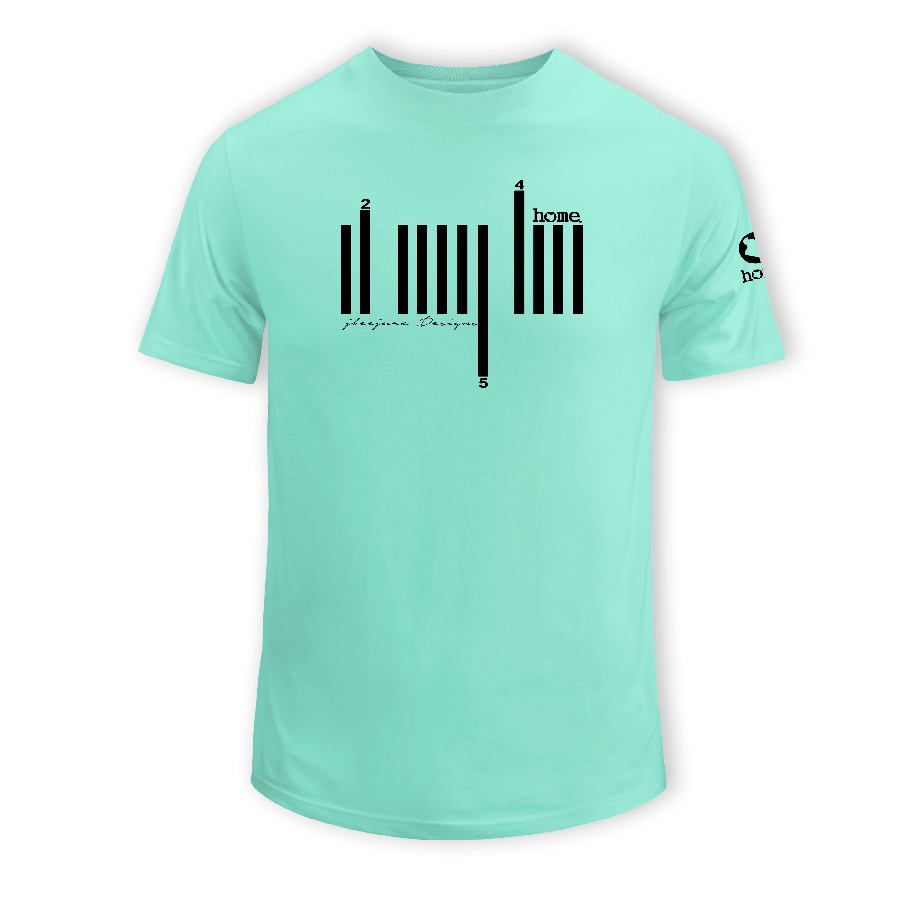 home_254 SHORT-SLEEVED TURQUOISE GREEN T-SHIRT WITH A BLACK BARS PRINT – COTTON PLUS FABRIC
