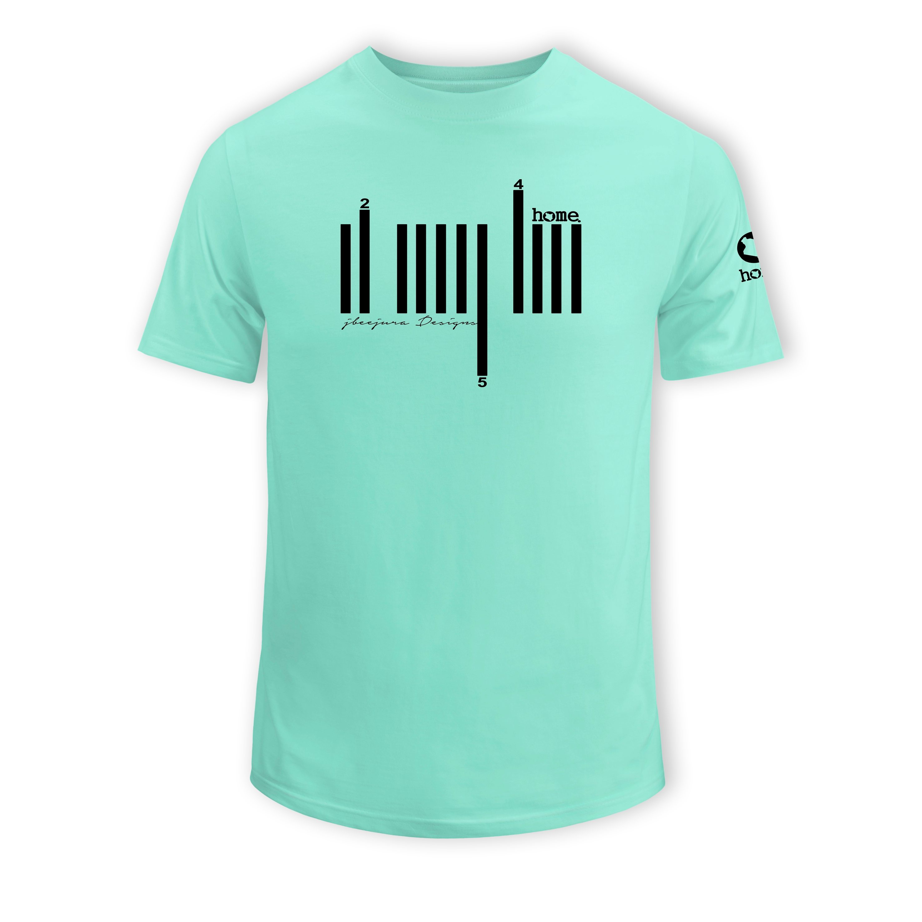 home_254 KIDS SHORT-SLEEVED TURQUOISE GREEN T-SHIRT WITH A BLACK BARS PRINT – COTTON PLUS FABRIC