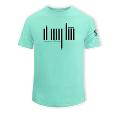 home_254 KIDS SHORT-SLEEVED TURQUOISE GREEN T-SHIRT WITH A BLACK BARS PRINT – COTTON PLUS FABRIC