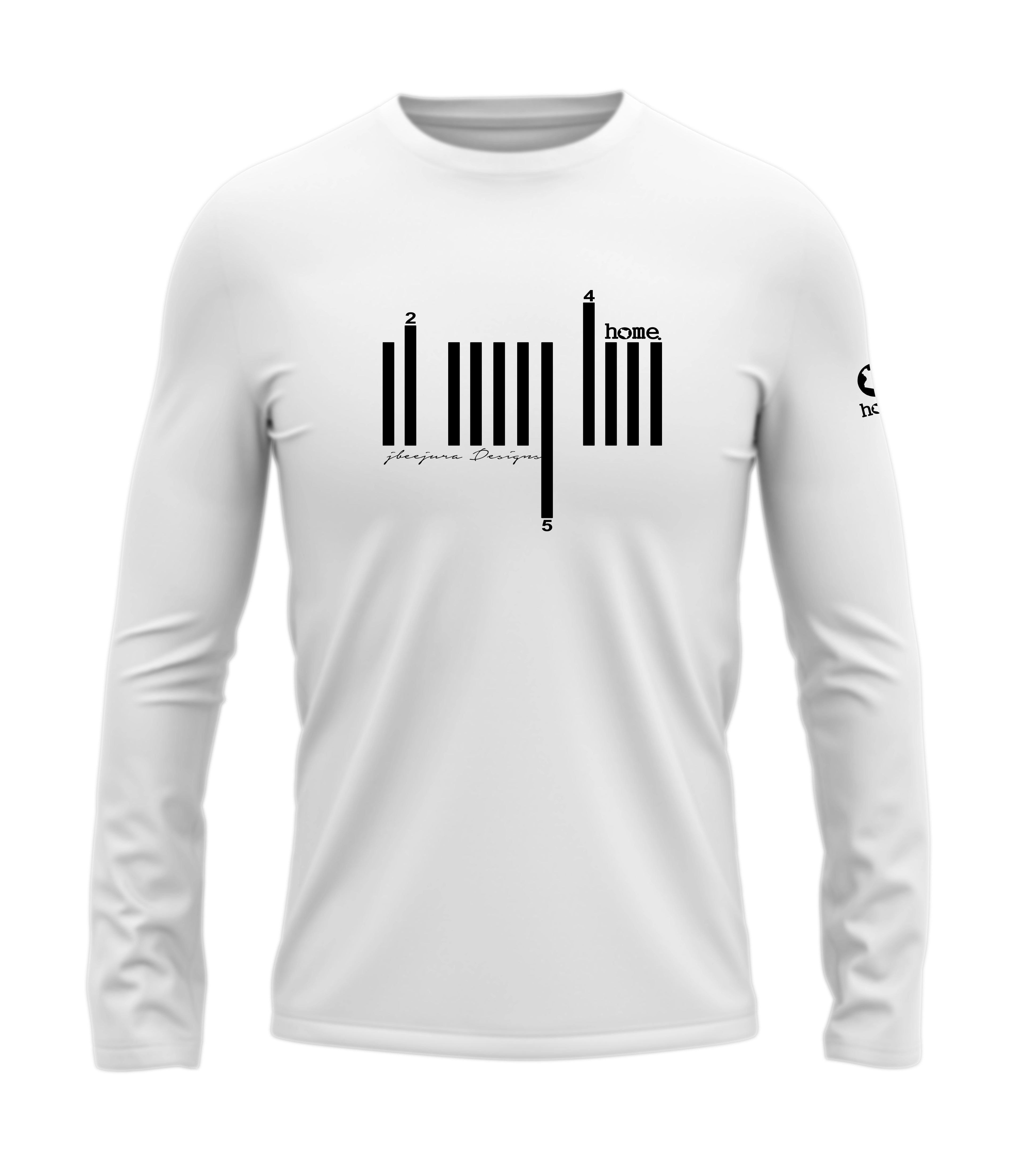 home_254 LONG-SLEEVED WHITE T-SHIRT WITH A BLACK BARS PRINT – COTTON PLUS FABRIC