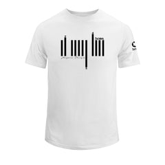 home_254 SHORT-SLEEVED WHITE T-SHIRT WITH A BLACK BARS PRINT – COTTON PLUS FABRIC