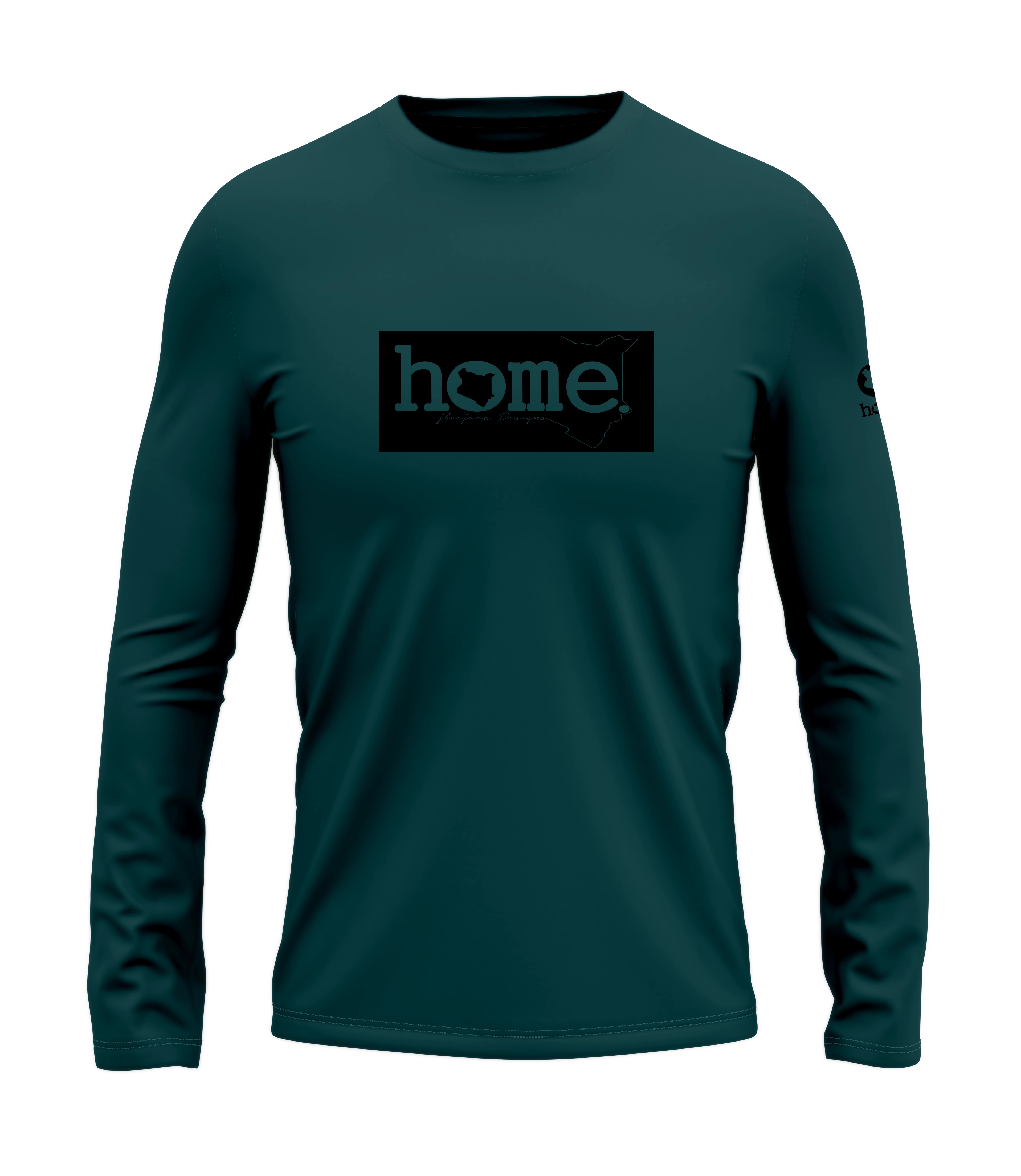 home_254 LONG-SLEEVED DEEP AQUA T-SHIRT WITH A BLACK CLASSIC PRINT 