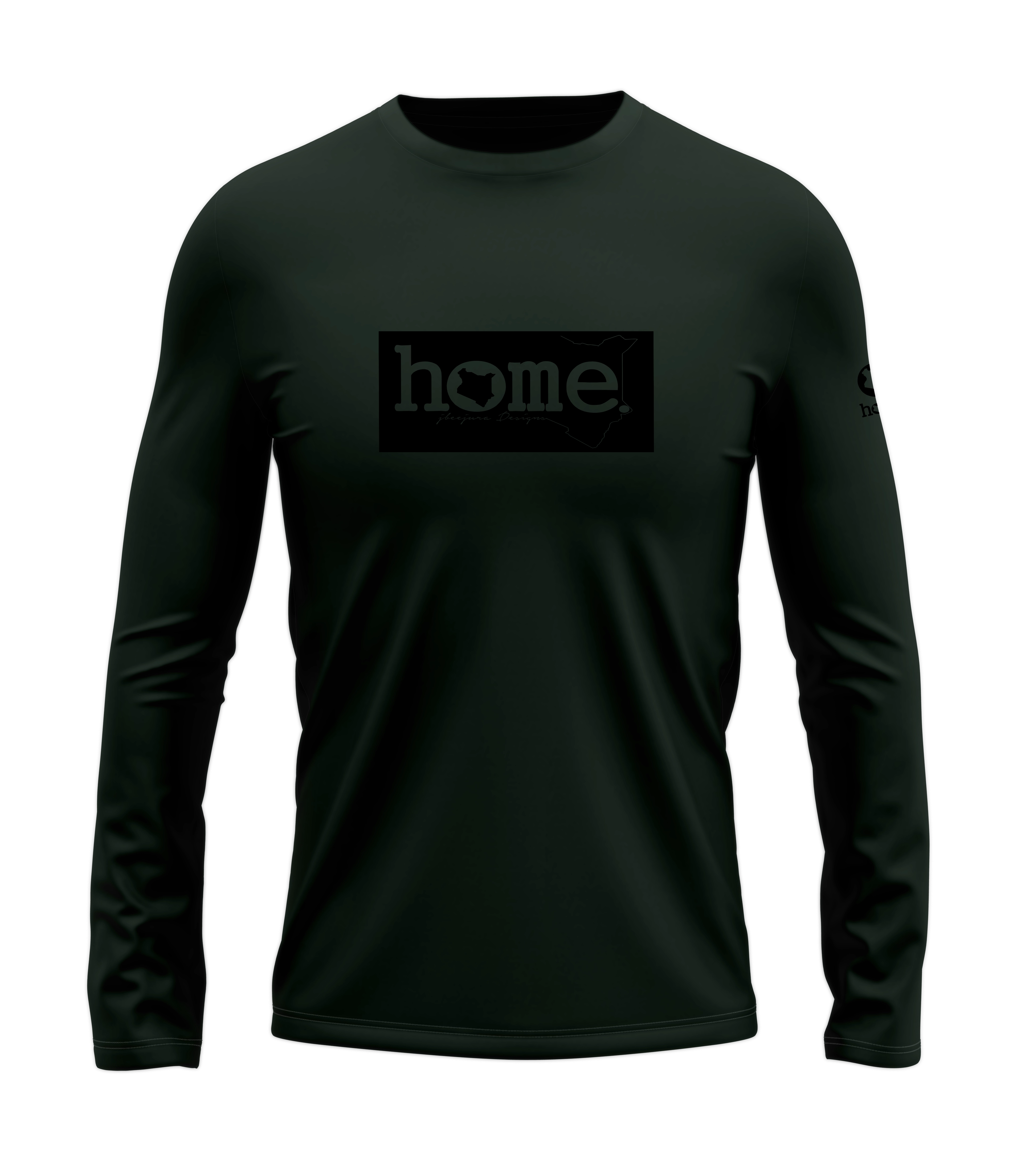 home_254 LONG-SLEEVED FOREST GREEN T-SHIRT WITH A BLACK CLASSIC PRINT – COTTON PLUS FABRIC