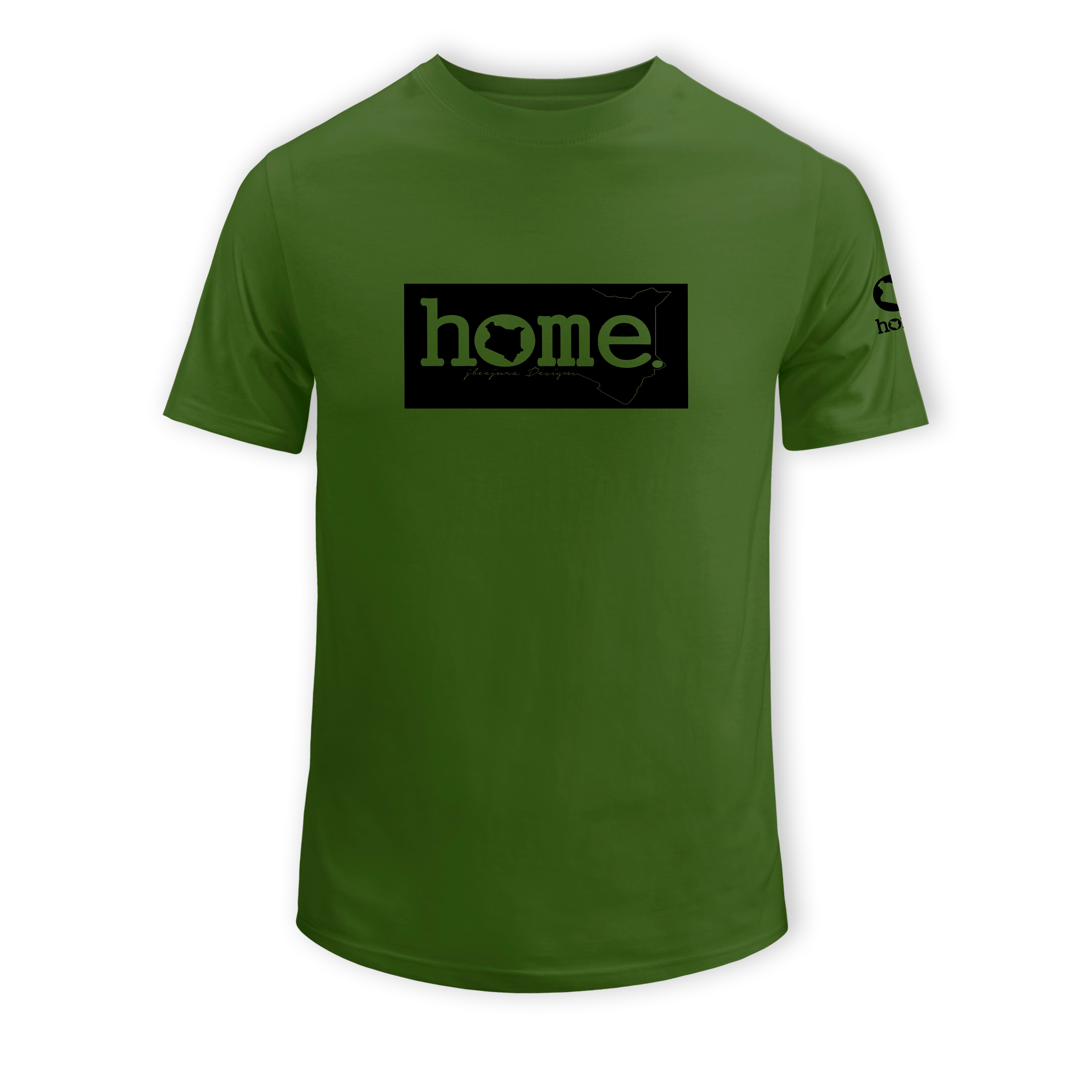 home_254 SHORT-SLEEVED JUNGLE GREEN T-SHIRT WITH A BLACK CLASSIC PRINT – COTTON PLUS FABRIC