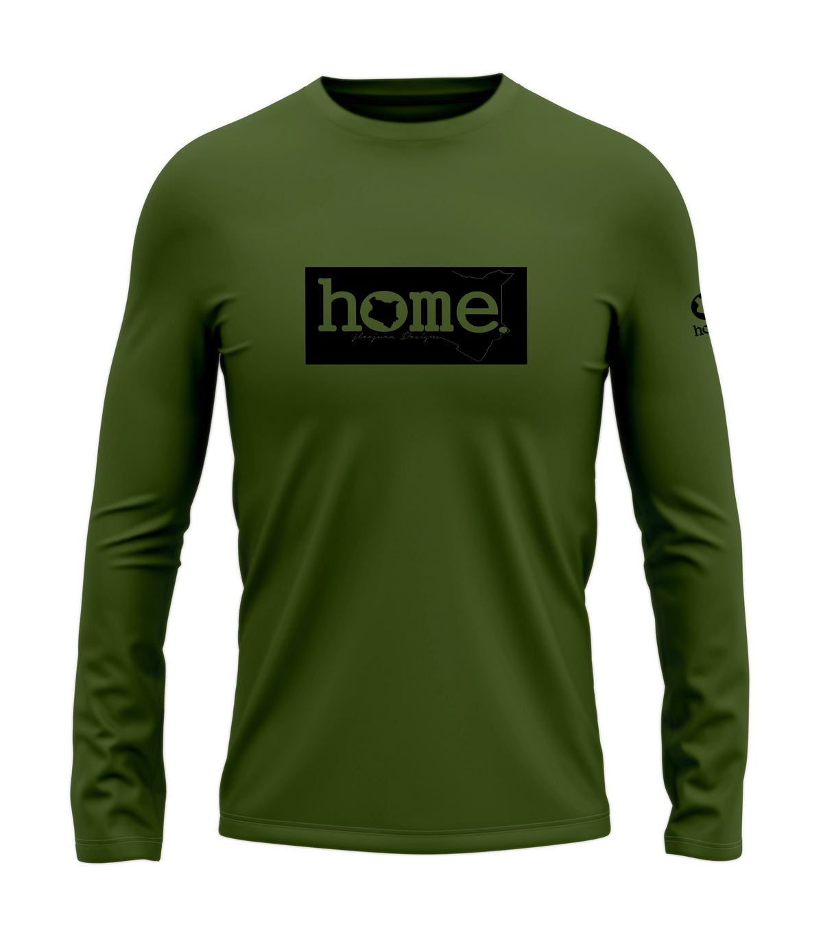 home_254 LONG-SLEEVED JUNGLE GREEN T-SHIRT WITH A BLACK CLASSIC PRINT – COTTON PLUS FABRIC