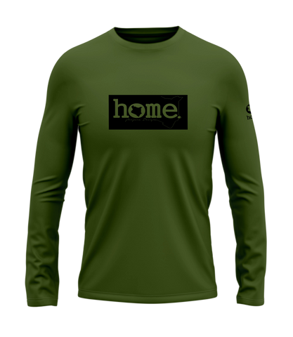 home_254 LONG-SLEEVED JUNGLE GREEN T-SHIRT WITH A BLACK CLASSIC PRINT – COTTON PLUS FABRIC